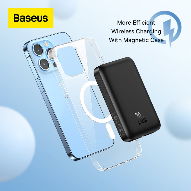 Baseus-Banco de Energia Magnética Sem Fio, Mini Bateria Externa Portátil