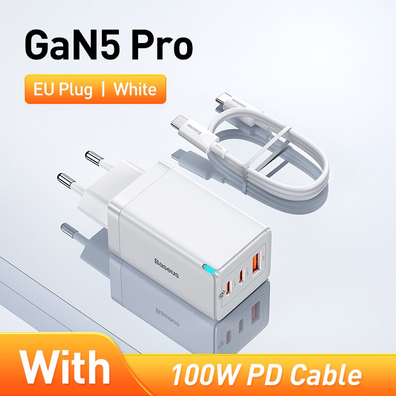 Kit Carregador 65W GaN5 Pro 3 Portas + Cabo USB C